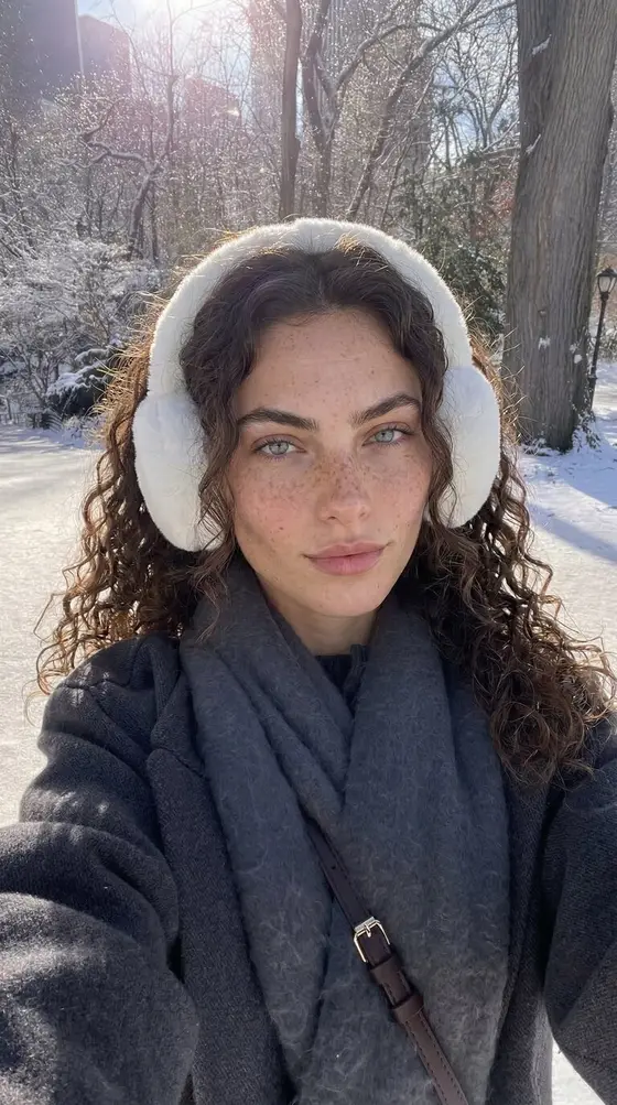 The same character, winter city in snow