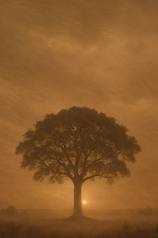 The same tree under cold · dust · lightning