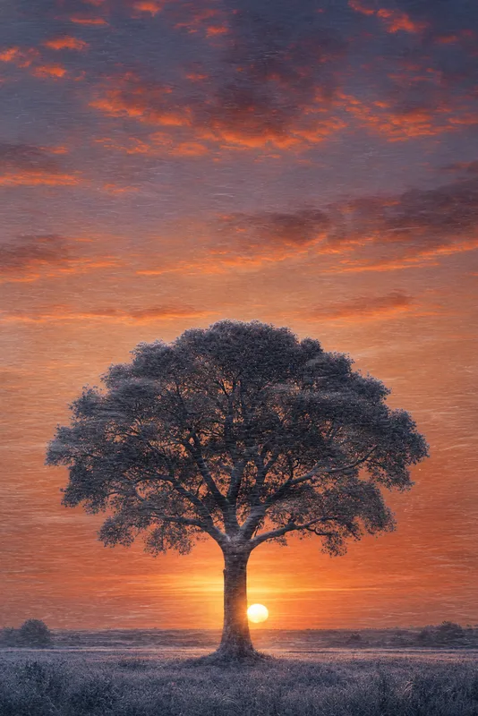 The same tree under cold · dust · lightning