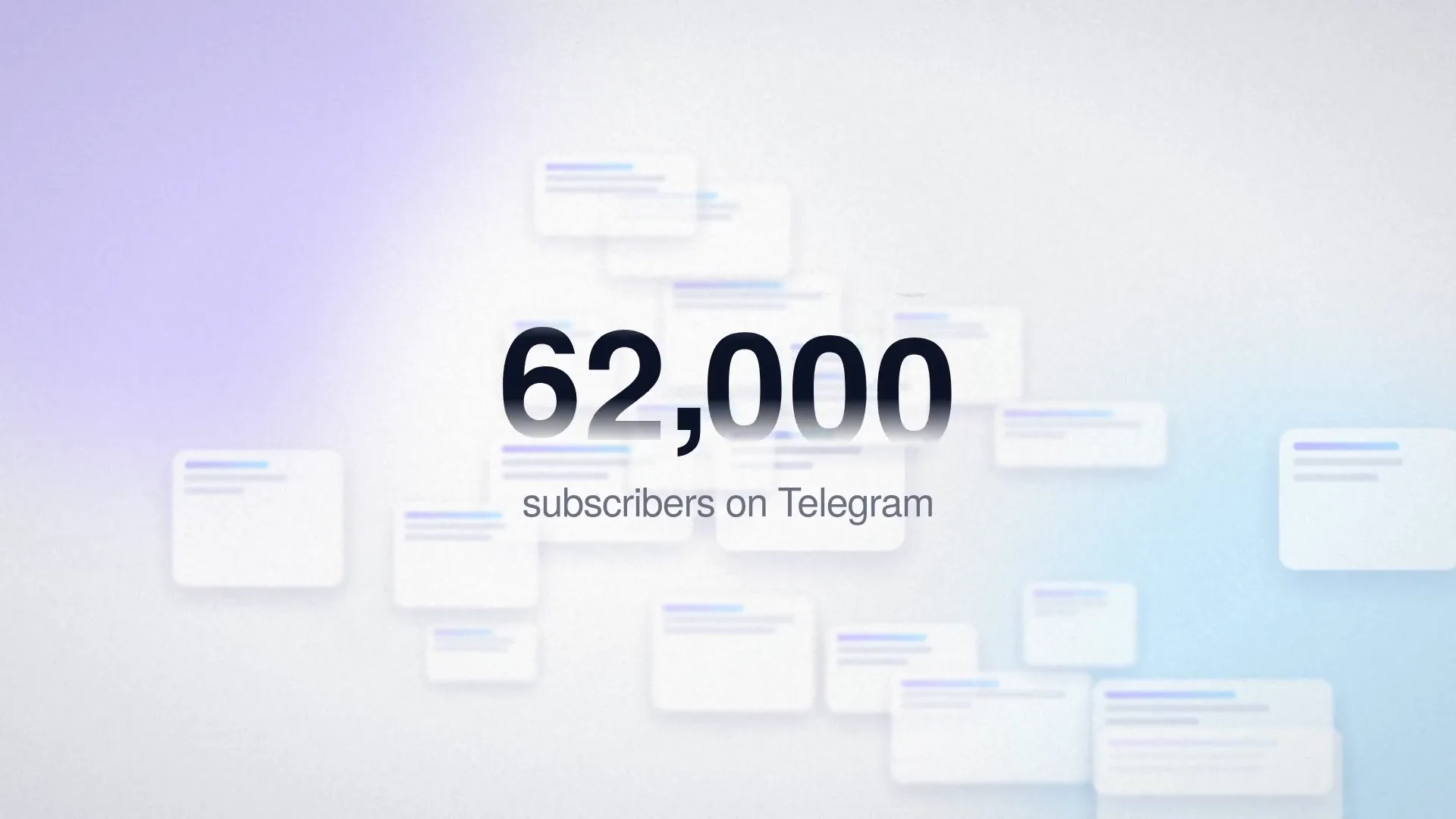 The number 62,000 over the words subscribers on Telegram